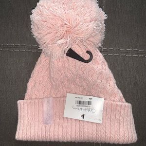 Calvin Klein Pink Knit Hat with Pom Pom (NWT)
